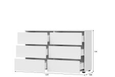 Комод NN Мебель (МС Токио) Белый текстурный, 6 ящ.