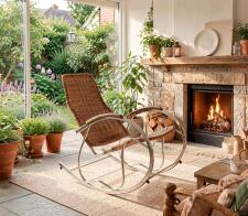 Кресло-качалка HALMAR BEN коричневый микс/хром