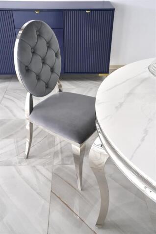 Стол обеденный HALMAR REGINALD белый мрамор/серебряный 120