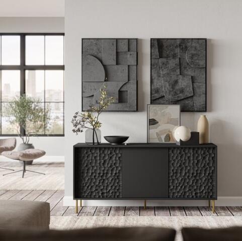 Комод HALMAR BULLET KM-1 черный/золотой