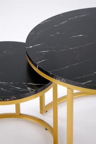 Комплект HALMAR PAOLA (2 стола журнальных) черный мрамор/золотой