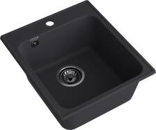 Кухонная мойка GRANFEST QUARZ Z-17 черный + сифон