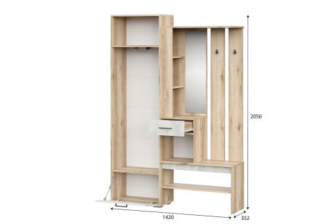 Прихожая SV-МЕБЕЛЬ "Фаворит 1 К" Дуб Делано/Цемент Светлый