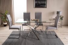 Стол обеденный SIGNAL AGIS II прозрачный/хром 140/80