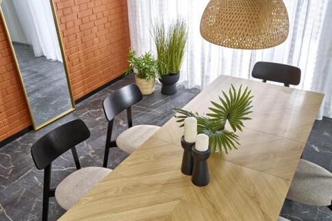 Стол обеденный HALMAR EDMONDO дуб/черный 160-240/90