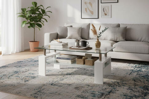 Стол журнальный HALMAR DIANA INTRO прозрачный/белый, 100/60/45