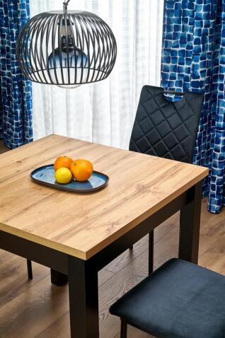 Стол обеденный HALMAR QUBIK дуб артизан/черный 80-200/80