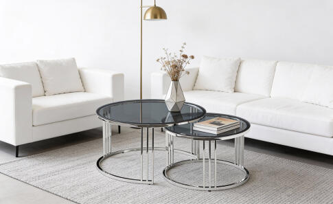 Комплект SIGNAL VIENNA (2 стола журнальных) дымчатый/серебряный