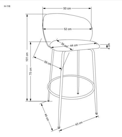 Стул барный HALMAR H116 серый/золотой