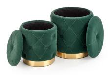 Комплект HALMAR POLLY (2 пуфа) темно-зеленый/золотой
