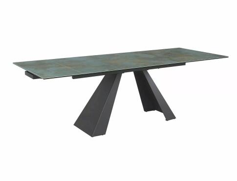 Стол обеденный SIGNAL SALVADORE Ceramic Ossido Verde бирюзовый/черный мат 160-240/90