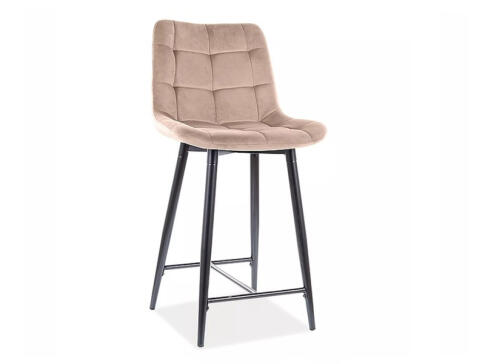 Стул барный SIGNAL CHIC H-2 Velvet Bluvel 28 бежевый/черный мат