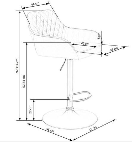 Стул барный HALMAR H103 серый/черный