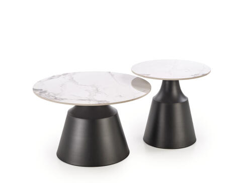 Комплект HALMAR MAGNETA (2 стола журнальных) белый мрамор/черный