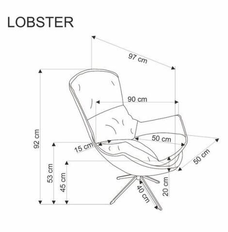 Кресло HALMAR LOBSTER бежевый/черный