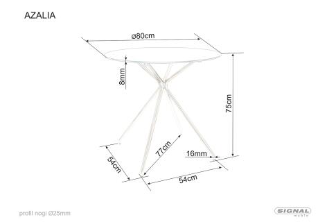 Стол обеденный SIGNAL AZALIA прозрачный/золотой 80