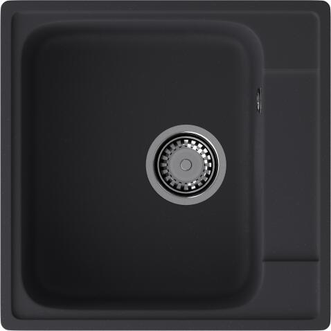 Кухонная мойка GRANFEST QUARZ Z-48 черный + сифон