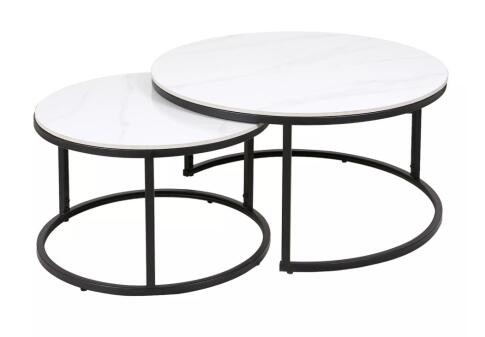 Комплект SIGNAL FERRANTE C (2 стола журнальных) белый мрамор/черный мат