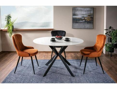 Стол обеденный SIGNAL TALIA эффект белого мрамора/черный 90