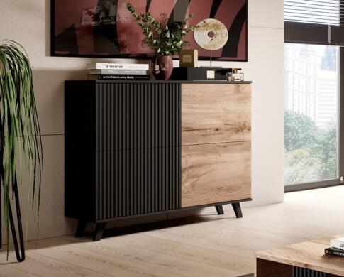 Комод HALMAR RANDOM KM-2 дуб вотан/черный