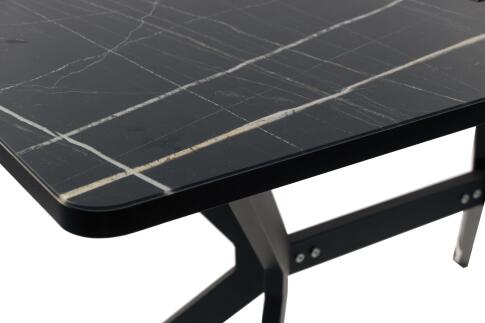Стол ВВР Миллер Мрамор черный 3/черный №7, стекло 120-160/80