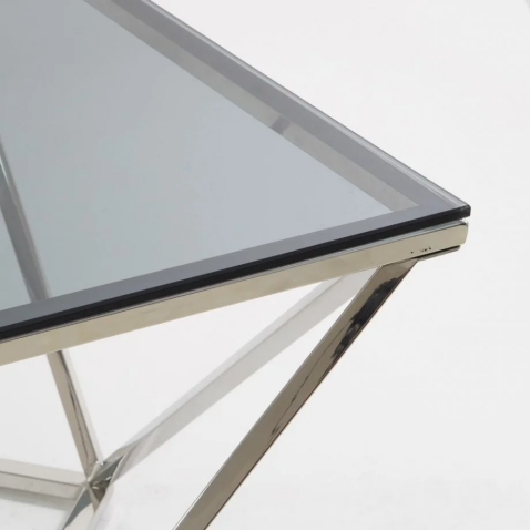 Стол журнальный SIGNAL SILVER A дымчатый/хром, 80/80/45