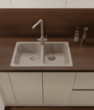 Кухонная мойка GRANFEST QUARZ Z-15 песочный + сифон