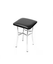 Табурет ВВР Квадрат черный/хром, экокожа