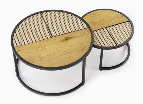 Комплект HALMAR GARMINA (2 стола журнальных) дуб золотой/черный