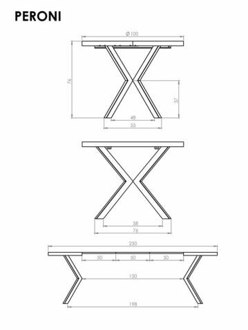Стол обеденный HALMAR PERONI орех/черный 100-250/100