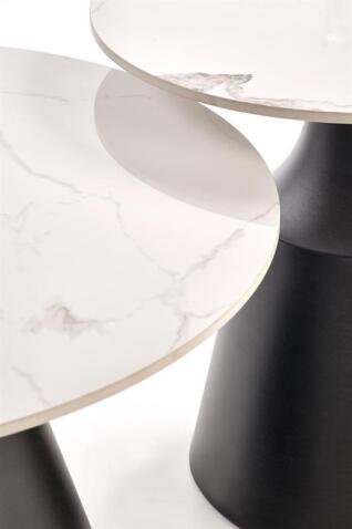 Комплект HALMAR MAGNETA (2 стола журнальных) белый мрамор/черный
