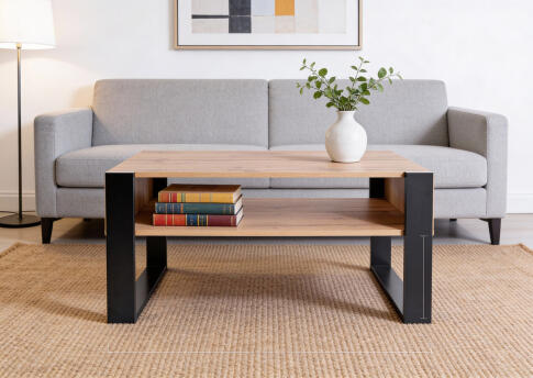 Стол журнальный SIGNAL GEMA дуб вотан/черный, 100/64/50