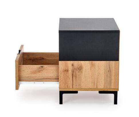 Тумба прикроватная HALMAR SILVIA дуб вотан/черный