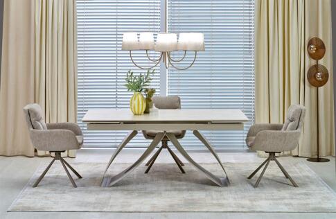 Стол обеденный HALMAR HILARIO светлый травертин/кашемир 180-260/90