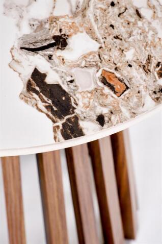 Стол журнальный HALMAR CARINA S бежевый мрамор/орех