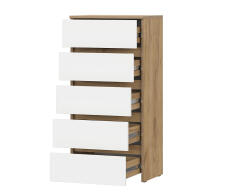 Комод NN Мебель (МС Некст К) Дуб Золотой/Белый, 5 ящиков