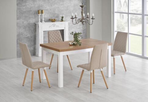 Стол обеденный HALMAR TIAGO дуб ланселот/белый 140-220/80