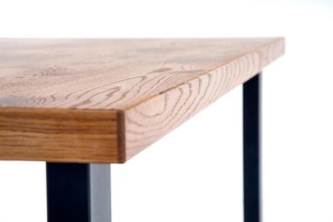 Стол обеденный HALMAR HORUS дуб светлый/черный 126-206/80