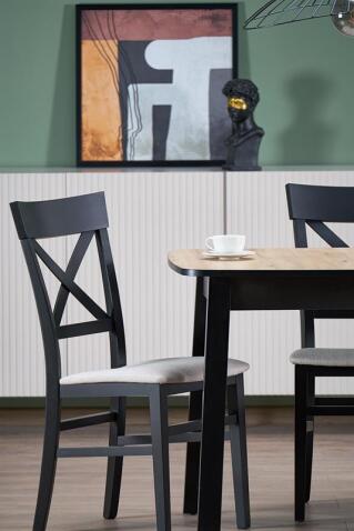 Стол обеденный HALMAR BARRIL дуб артизан/черный 130-170/80