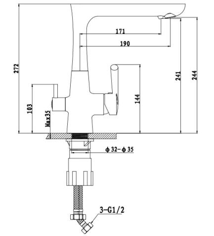 Смеситель для кухни GRANFEST 3223 серый