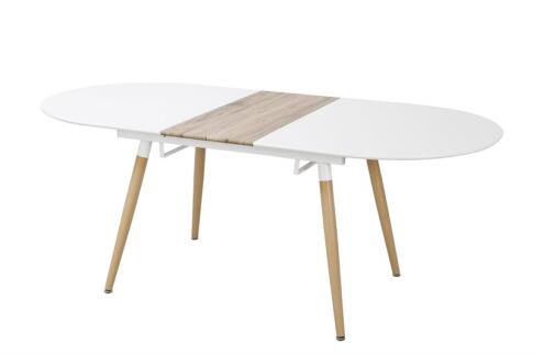 Стол обеденный HALMAR CALIBER белый матовый/дуб сан ремо 160-200/90