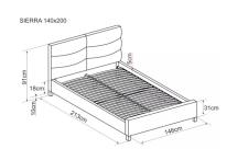 Кровать SIGNAL SIERRA Velvet tap. 150 серый/дуб, 140/200