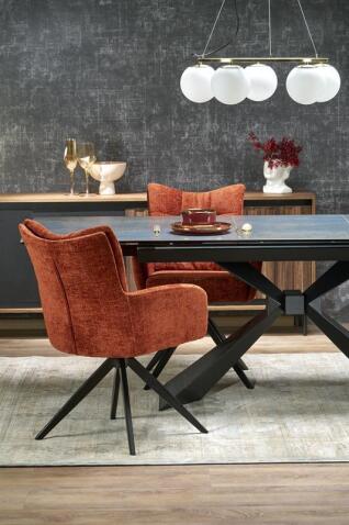 Стол обеденный HALMAR LUCIANO синий мрамор/черный 180-230/90