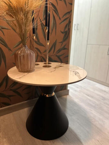 Стол журнальный HALMAR GORETTI S белый мрамор/черный