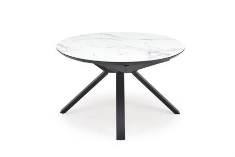 Стол обеденный HALMAR VERTIGO белый мрамор/черный 130-180/130