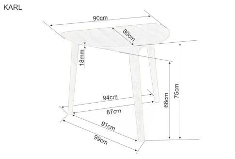 Стол обеденный SIGNAL KARL дуб/дуб 90/80/75