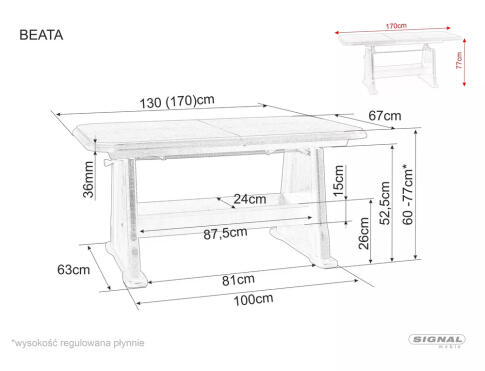 Стол журнальный SIGNAL BEATA дуб сонома/дуб сонома