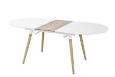 Стол обеденный HALMAR CALIBER белый матовый/дуб сан ремо 160-200/90