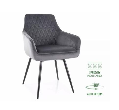 Стул SIGNAL MARLO Velvet Bluvel 14 серый/черный, поворотный