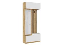 Прихожая МК Стиль БОСТОН МДФ дуб крафт золотой/глянцевая белый кожзам.